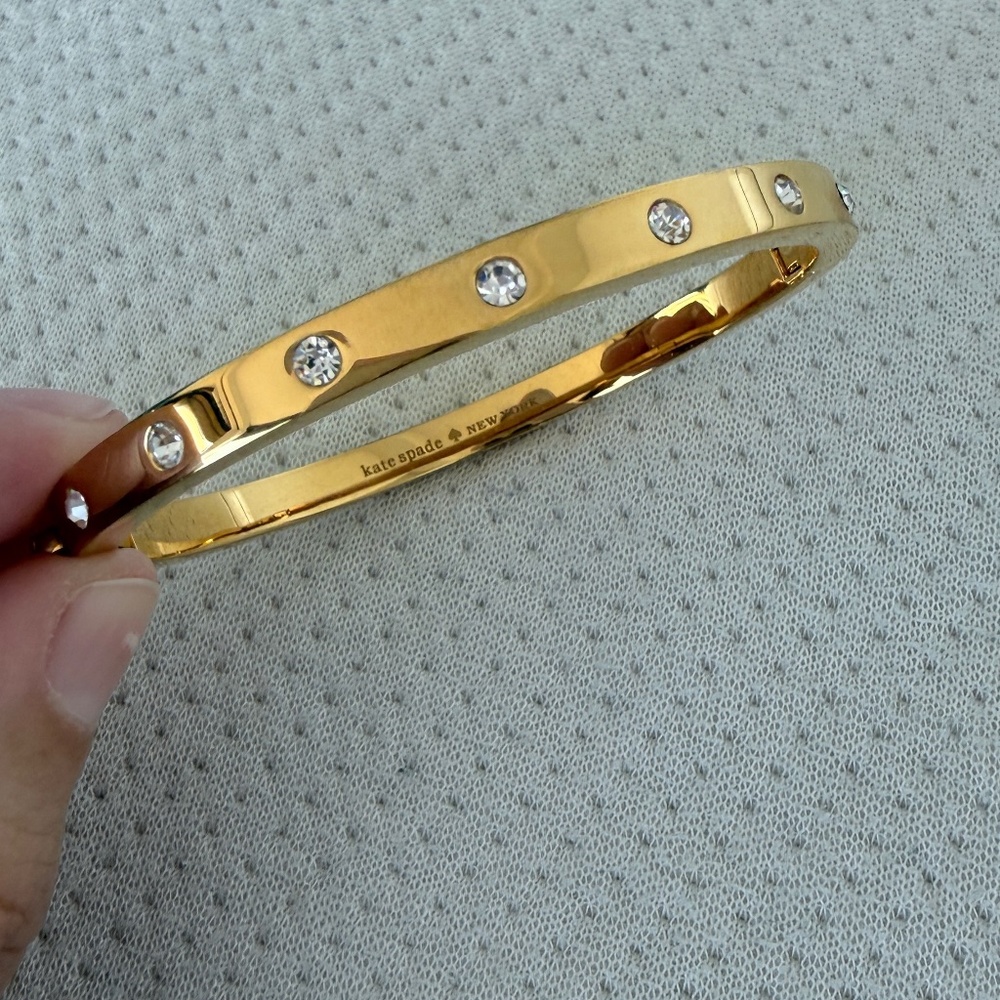Kate Spade Set in Stone Hinged Gold Bangle (Cartier style)